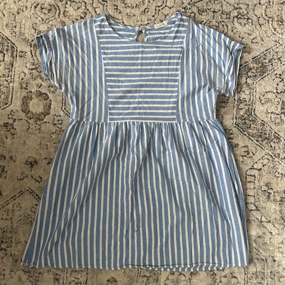 Cotton Bleu Blue and White Striped Dress